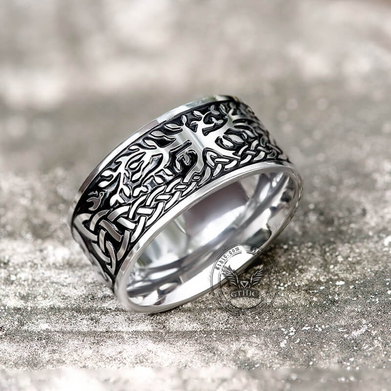 Tree Of Life Design Viking Ring in Stainless Steel