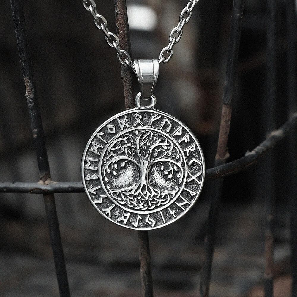 Tree of Life Runes Viking Pendant in Stainless Steel