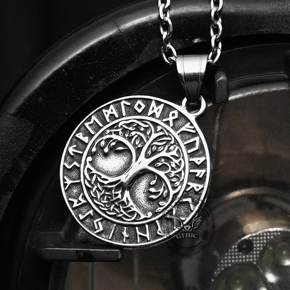 Tree of Life Runes Viking Pendant in Stainless Steel