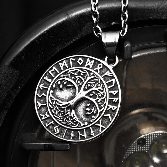Tree of Life Runes Viking Pendant in Stainless Steel