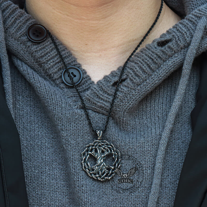 Tree Of Life Yggdrasil Viking Pendant in Stainless Steel