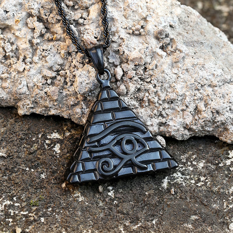 Triangle Pyramid Eye of Ra Pendant in Stainless Steel