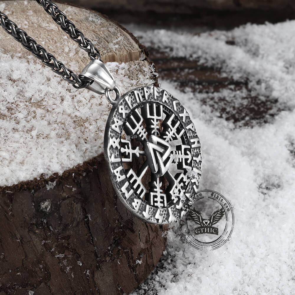 Triangle Valknut Compass Viking Pendant in Stainless Steel