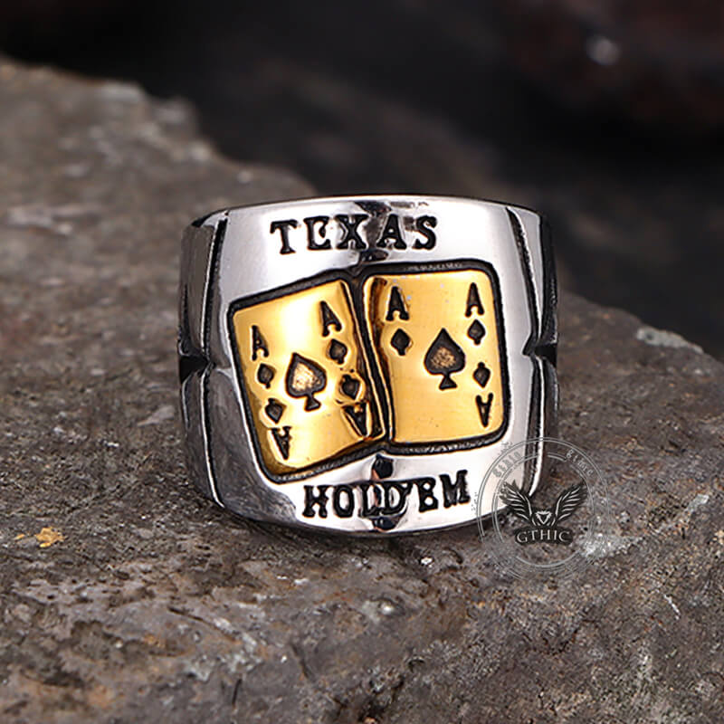 Punk Square Flush Poker Cards Ring in Stainless Steel
