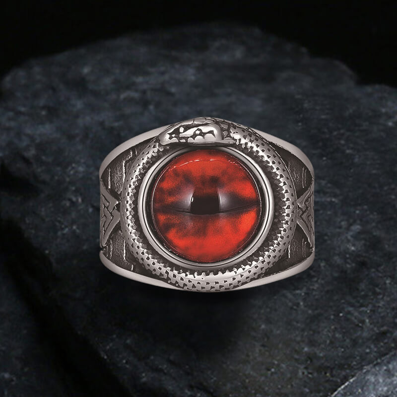 Valknut Ouroboros Devil Eye Ring in Stainless Steel
