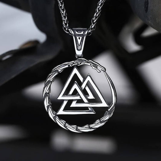 Valknut Stainless Steel Viking Dragon Pendant