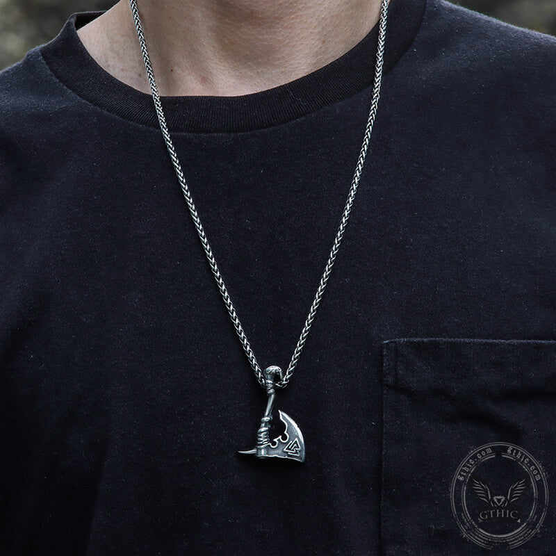 Valknut Symbol Axe Viking Pendant in Stainless Steel