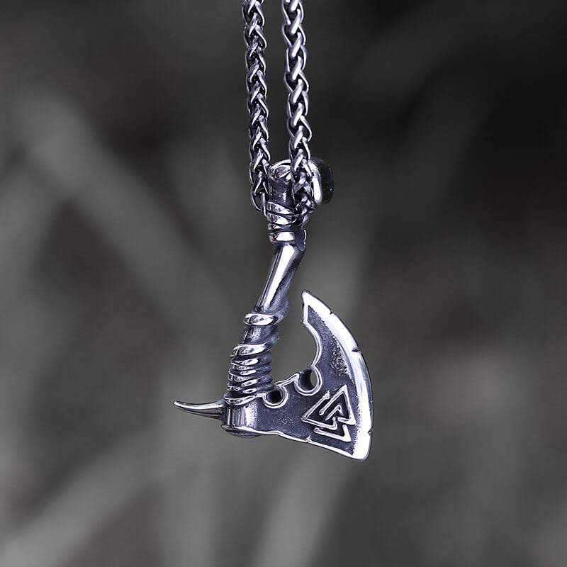 Valknut Symbol Axe Viking Pendant in Stainless Steel