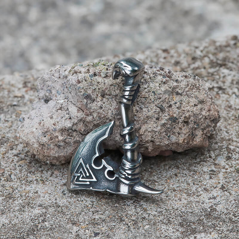 Valknut Symbol Axe Viking Pendant in Stainless Steel