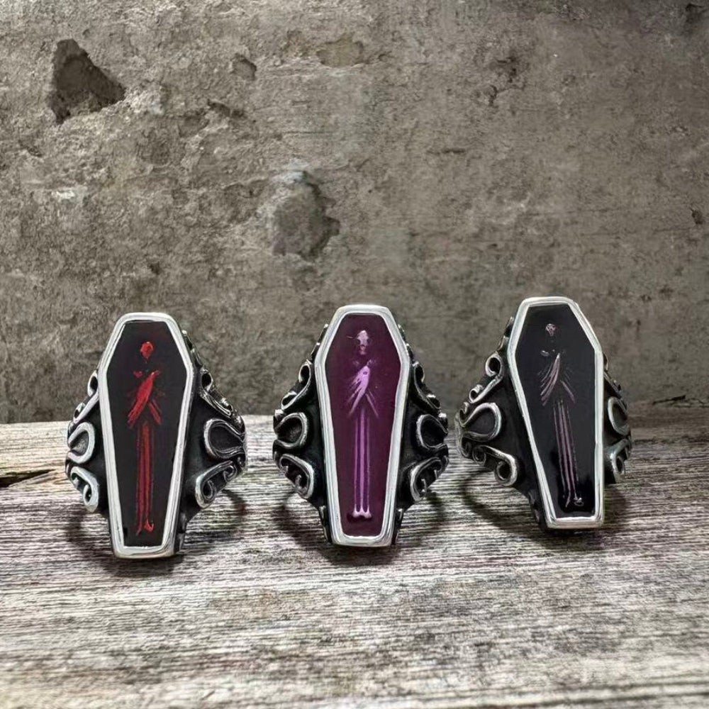 Vampire Coffin Stainless Steel Skull Ring
