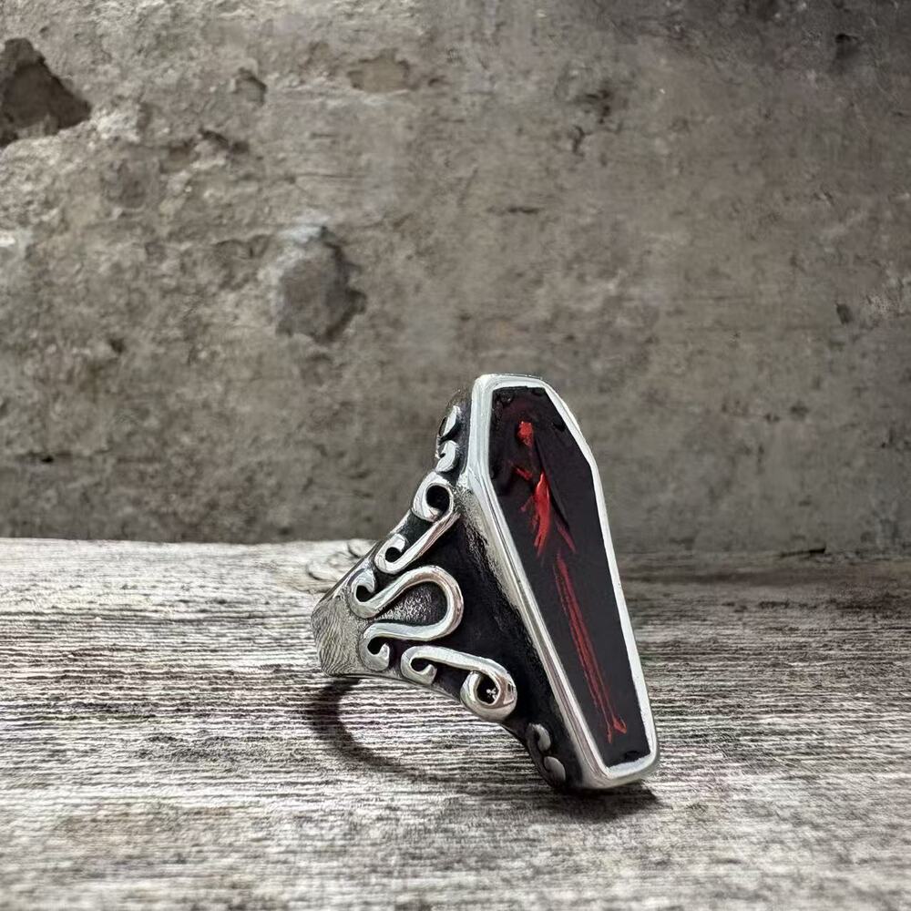 Vampire Coffin Stainless Steel Skull Ring