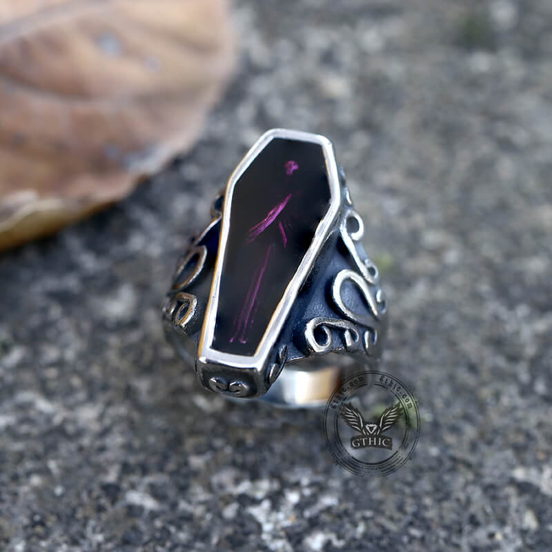 Vampire Coffin Stainless Steel Skull Ring