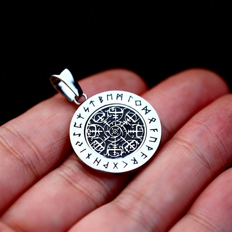 Vegvisir Runes Stainless Steel Rotating Pendant