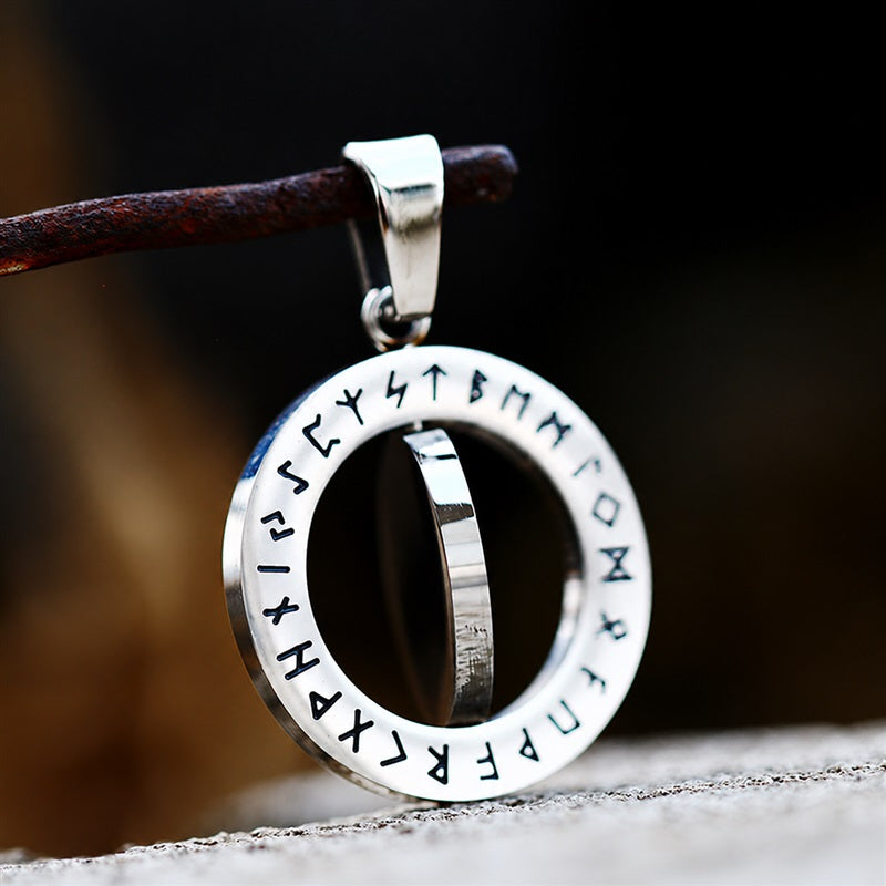 Vegvisir Runes Stainless Steel Rotating Pendant