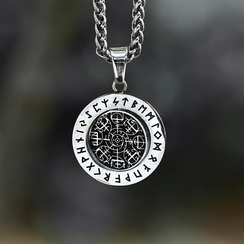 Vegvisir Runes Stainless Steel Rotating Pendant