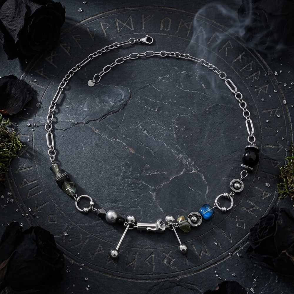 Versatile Beaded Splicing Cross Necklace in Stainless Steel