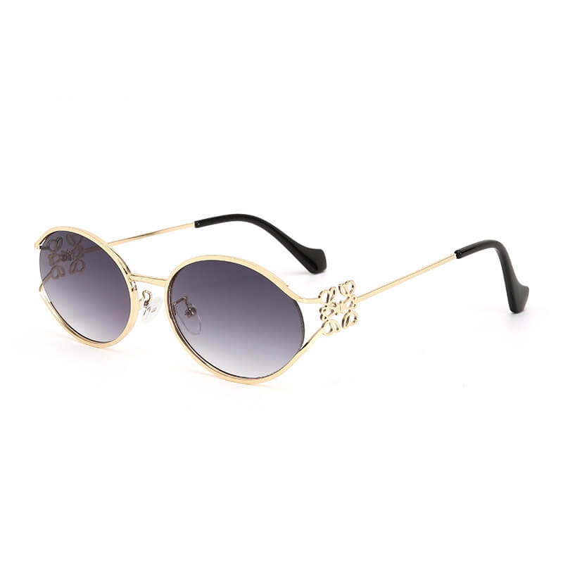 Versatile Metal Oval Bow PC Sunglasses