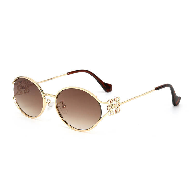 Versatile Metal Oval Bow PC Sunglasses