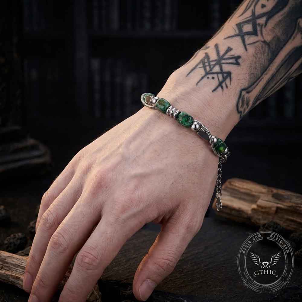 Versatile Natural Stone Beads Bracelet in Stainless Steel