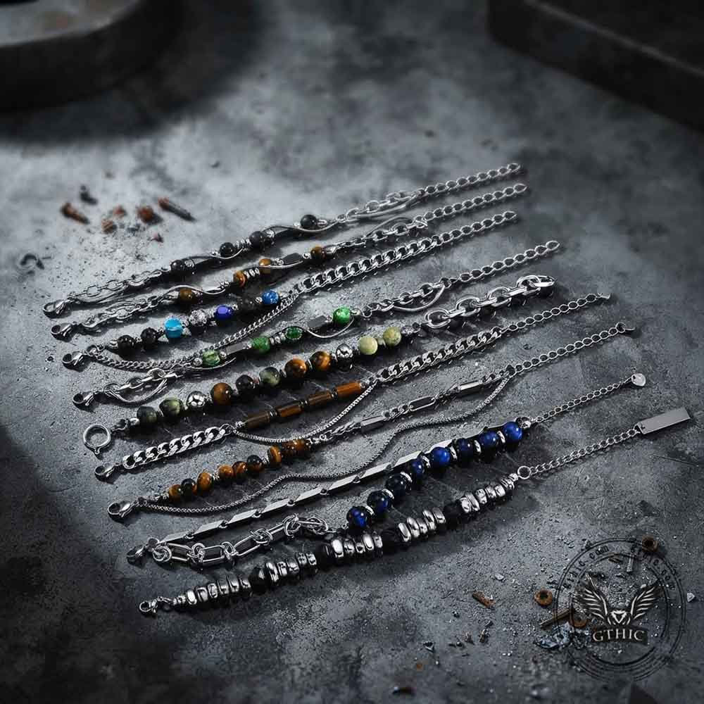 Versatile Natural Stone Beads Bracelet in Stainless Steel