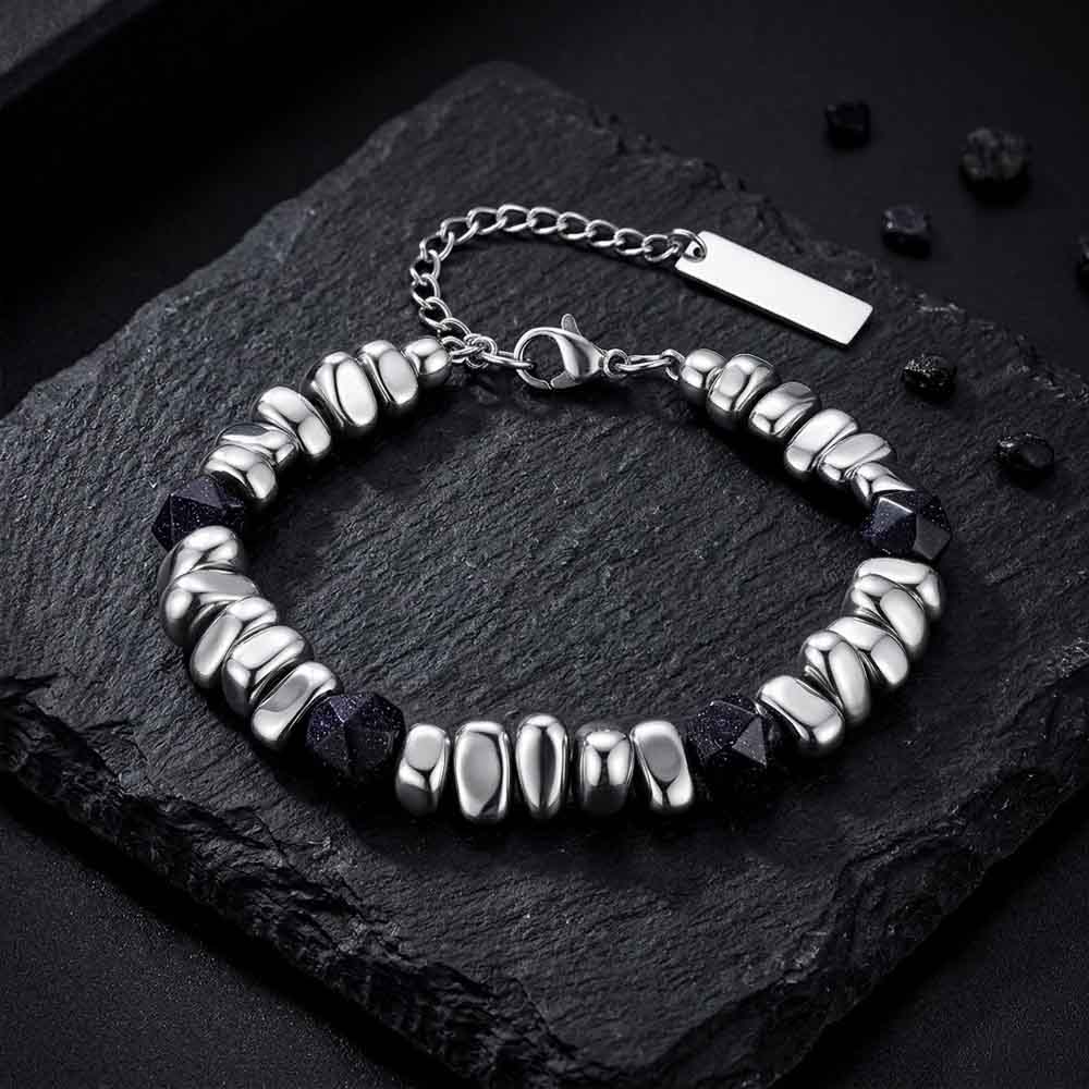 Versatile Natural Stone Beads Bracelet in Stainless Steel