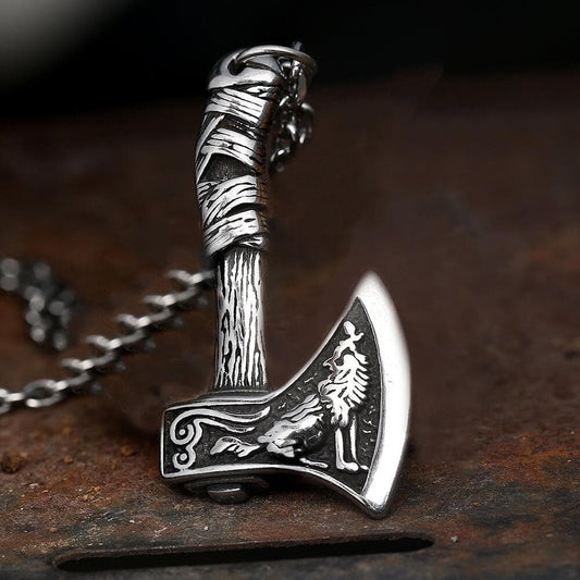 Viking Axe Pendant in Stainless Steel