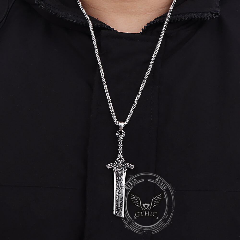 Viking Broken Sword Stainless Steel Amulet Pendant