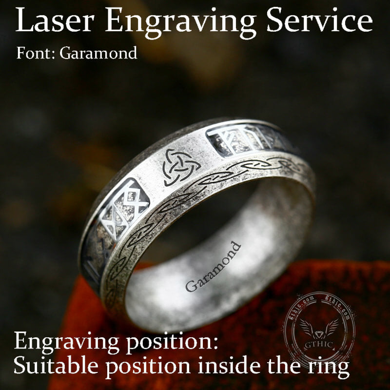 Viking Celtic Knot Runes Ring in Stainless Steel
