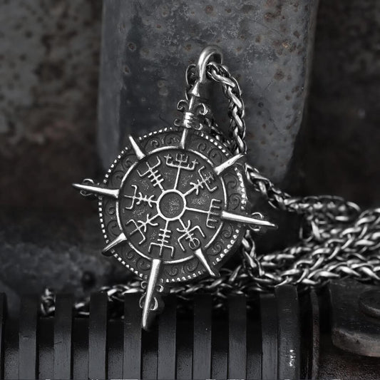 Viking Compass Vegvisir Pendant in Stainless Steel