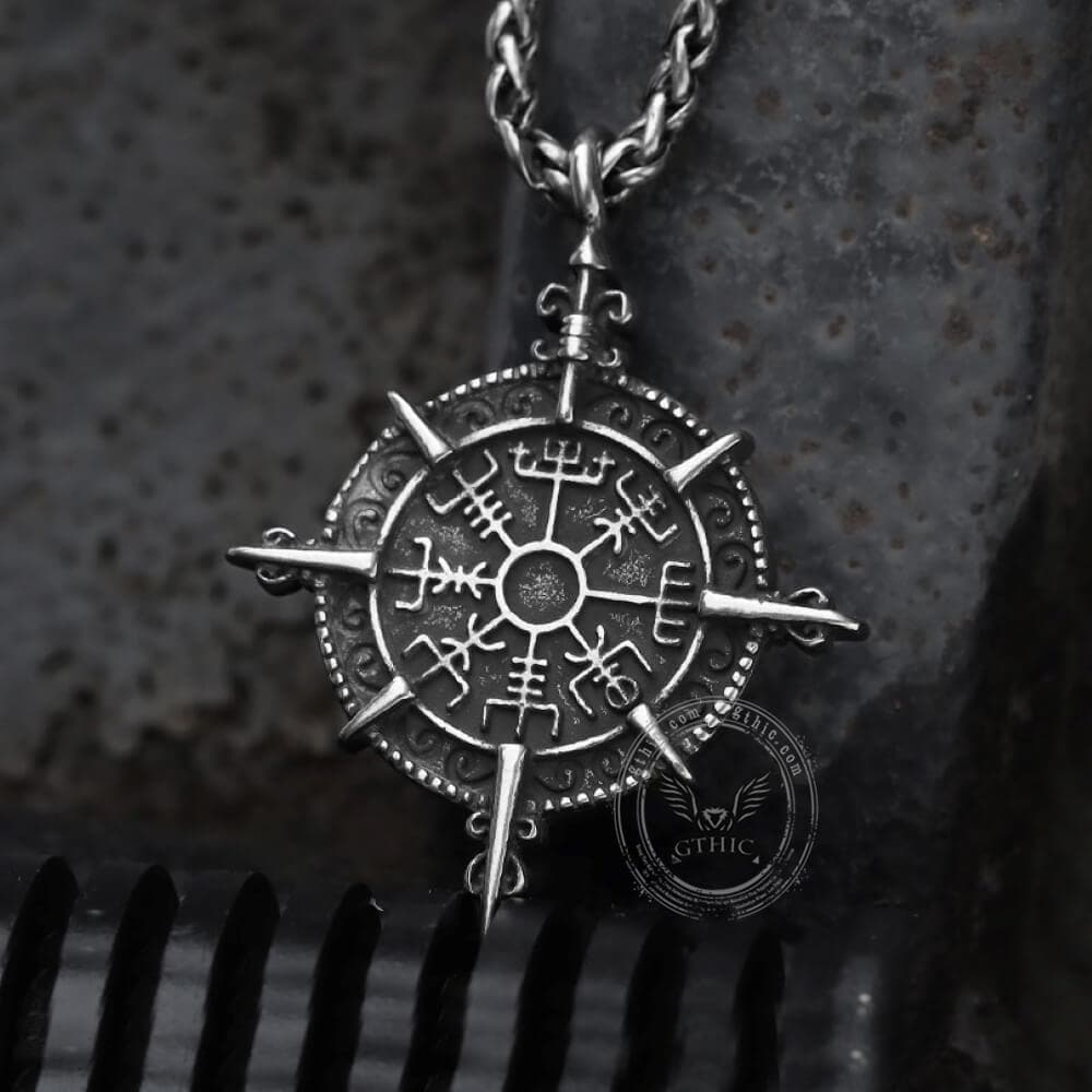 Viking Compass Vegvisir Pendant in Stainless Steel