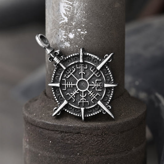 Viking Compass Vegvisir Pendant in Stainless Steel