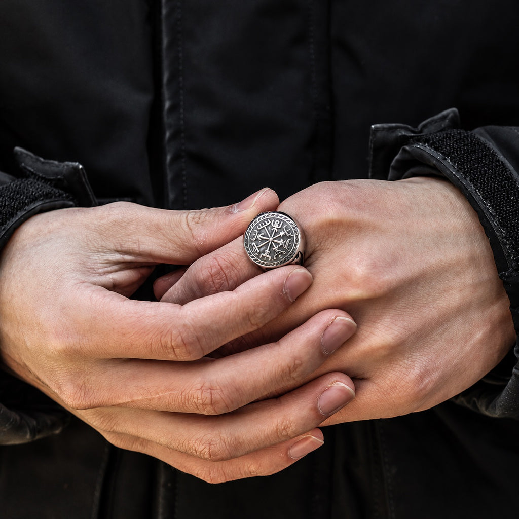 Viking Compass Vegvisir Ring in Stainless Steel