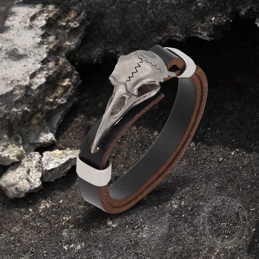Viking Crow Head Bracelet in Stainless Steel
