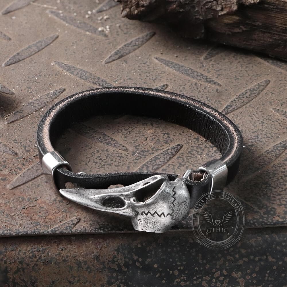 Viking Crow Head Bracelet in Stainless Steel