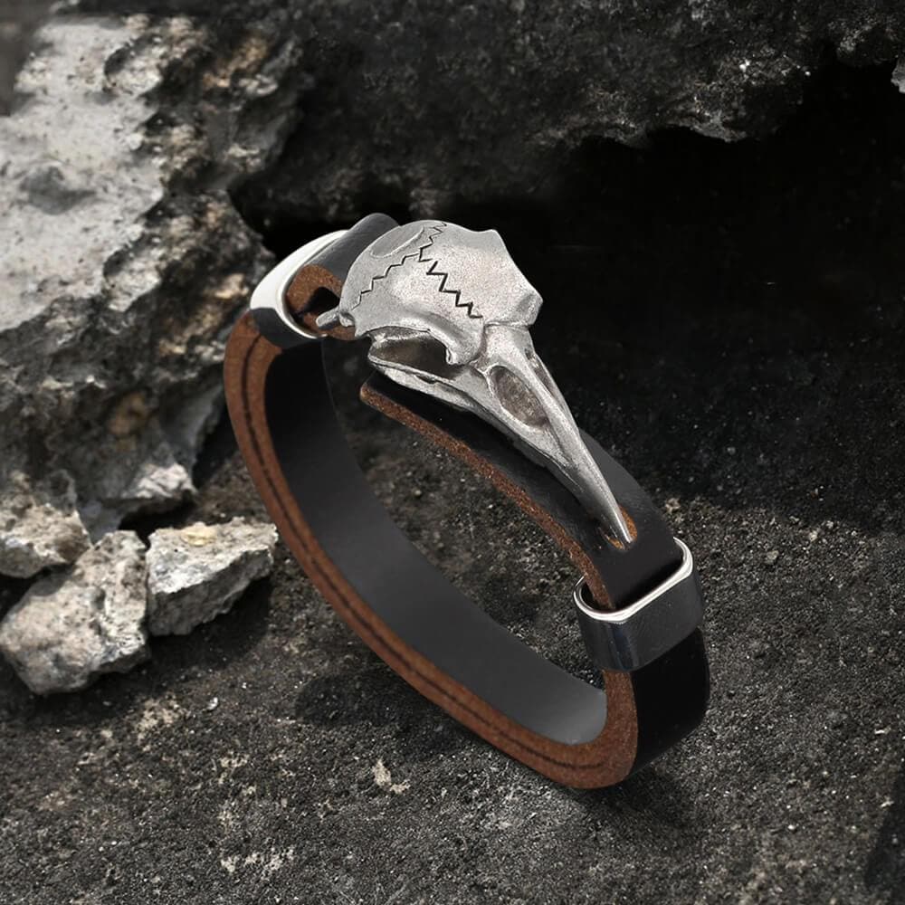 Viking Crow Head Bracelet in Stainless Steel