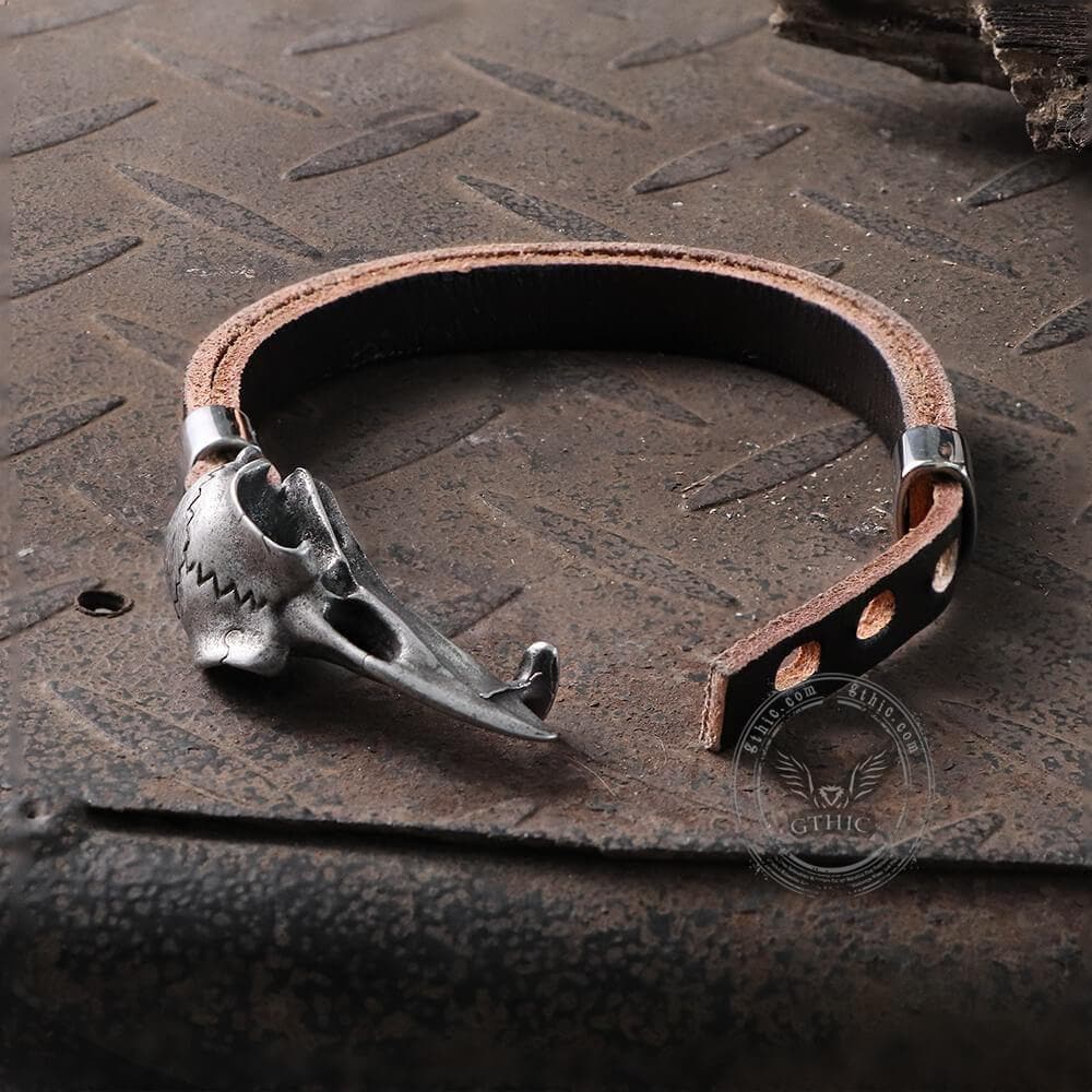 Viking Crow Head Bracelet in Stainless Steel