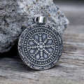 Viking Helm Of Awe Runes Pendant in Stainless Steel