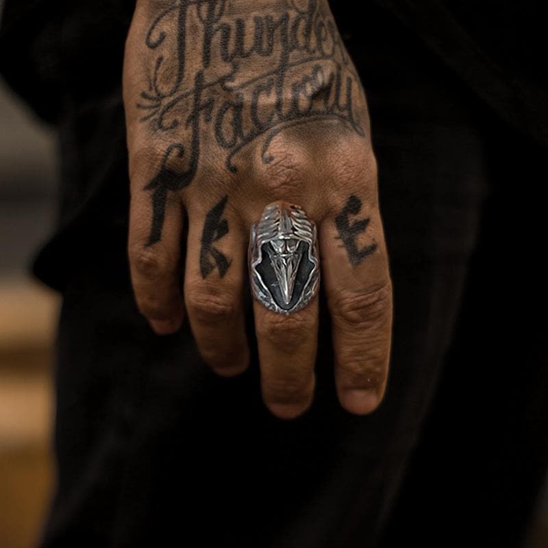 Viking Ravens Hugin Ring in Stainless Steel
