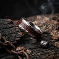 Viking Rune Celtic Knot Wood Inlay Ring in Stainless Steel