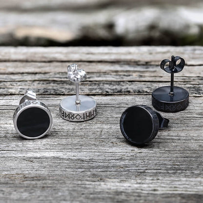 Viking Runes Stud Earrings in Stainless Steel