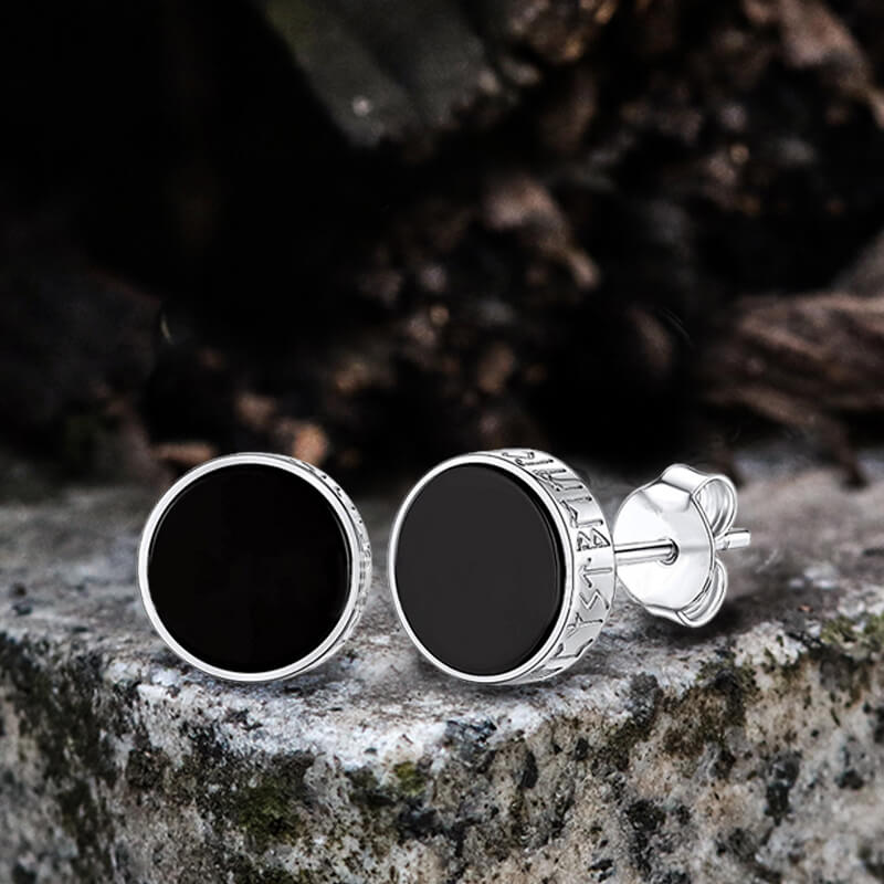 Viking Runes Stud Earrings in Stainless Steel