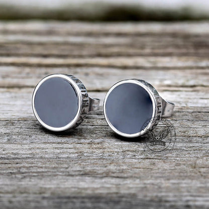 Viking Runes Stud Earrings in Stainless Steel