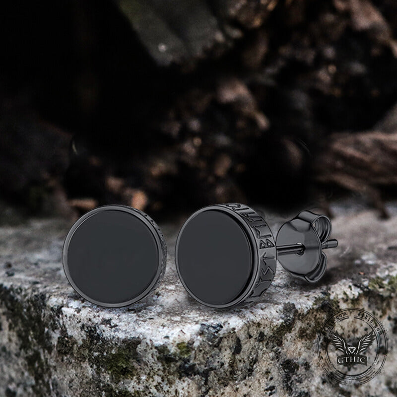 Viking Runes Stud Earrings in Stainless Steel