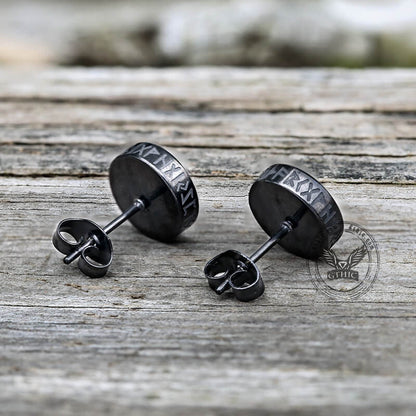 Viking Runes Stud Earrings in Stainless Steel