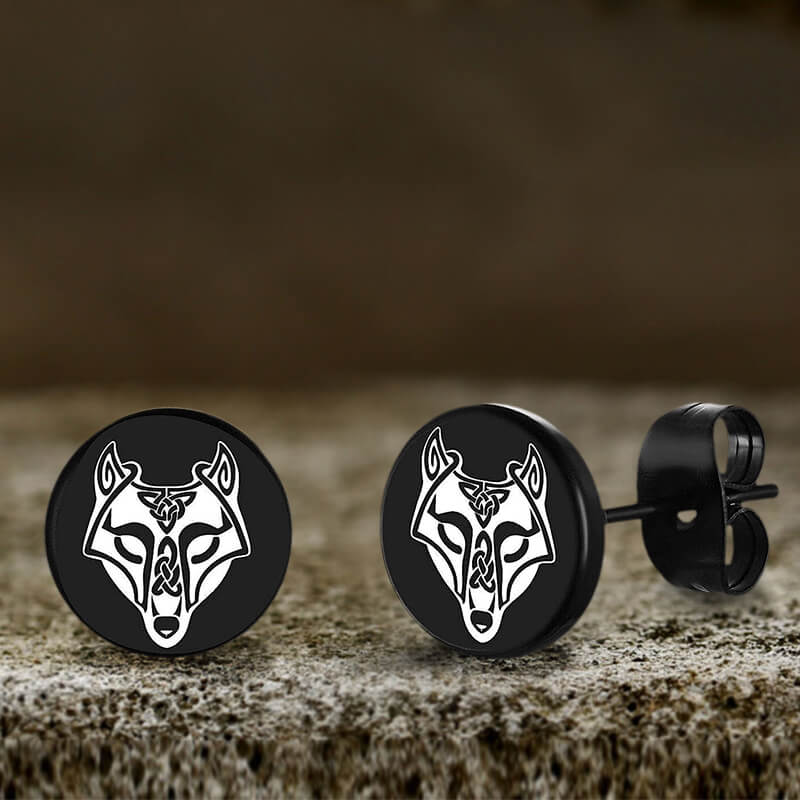 Viking Sigils Stud Earrings in Stainless Steel