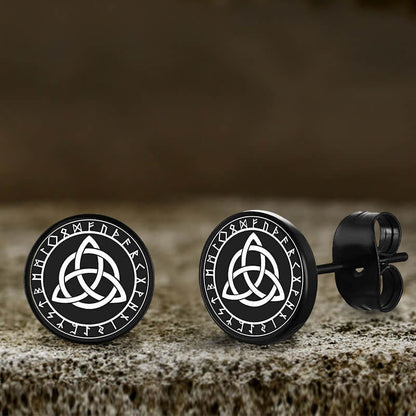 Viking Sigils Stud Earrings in Stainless Steel