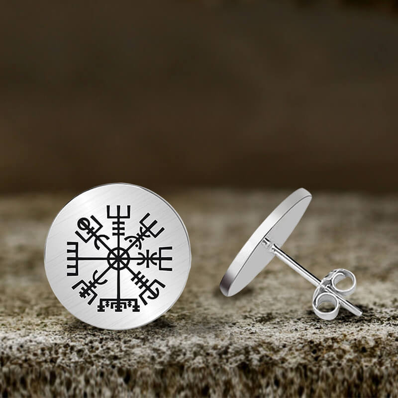 Viking Sigils Stud Earrings in Stainless Steel