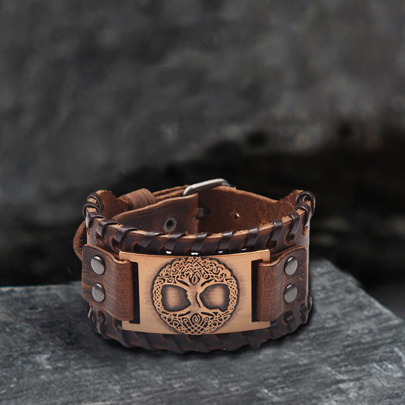 Viking Tree of Life Alloy Leather Bracelet