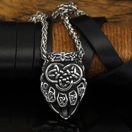 Viking Triangle Rune Bear Paw Pendant in Stainless Steel