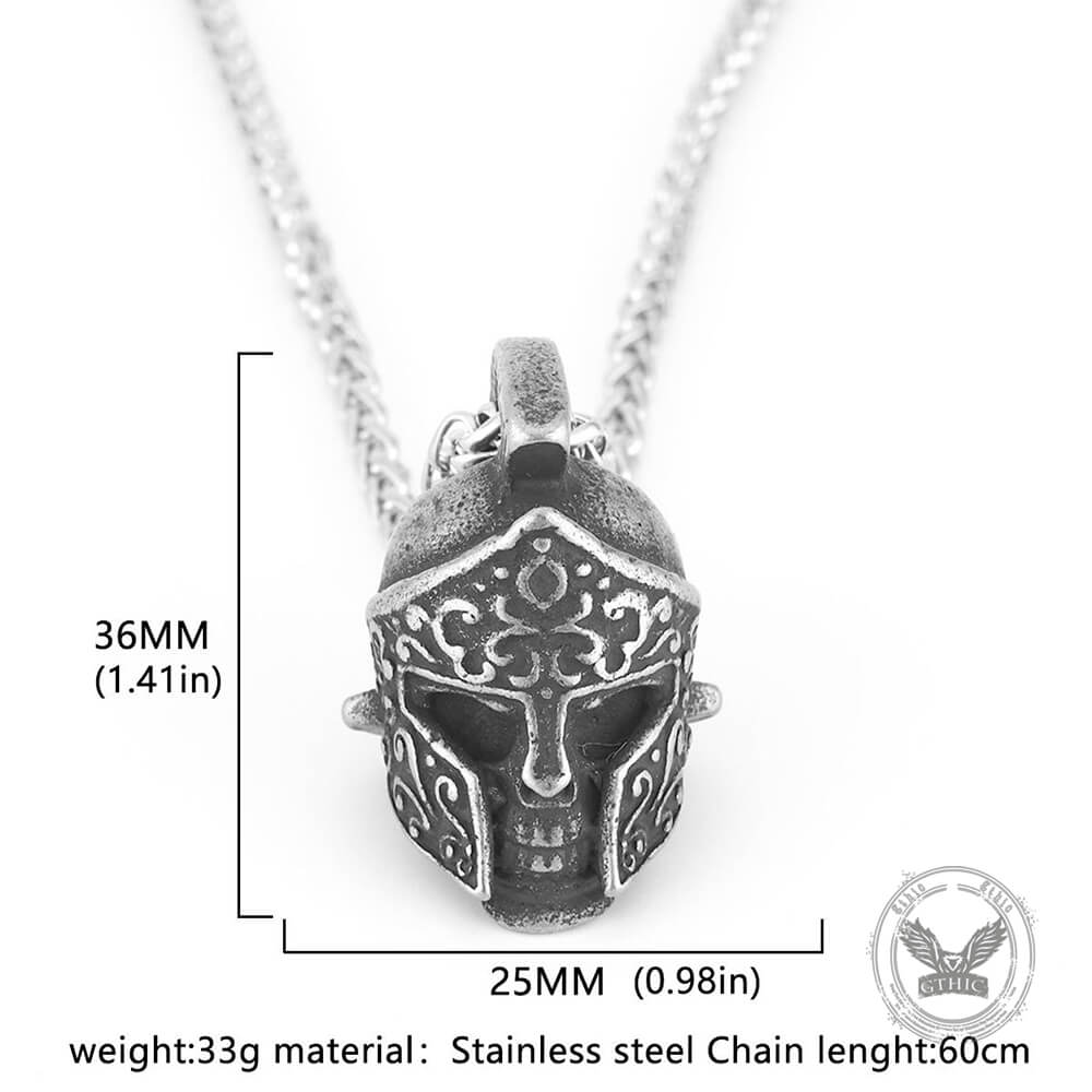 Viking Warrior Helmet Skull Pendant in Stainless Steel